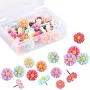 HASTHIP 30PCS Flower Thumb Tacks, Decorative Daisy Push Pins Creative Thumbtacks for Photo Wall, Feature Wall, Whiteboard, Cork Board, Map
